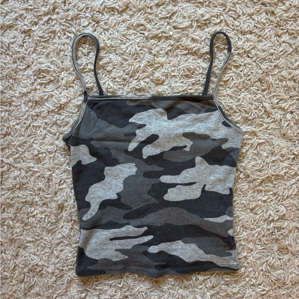 Garage Gray Camouflage Fitted Tank Top